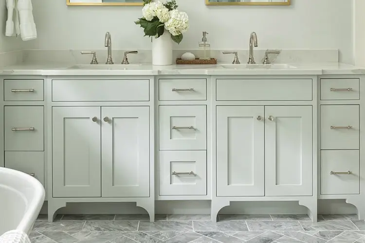 Blue bar cabinet with beverage fridge – Acorn Lane, Scarborough, Maine