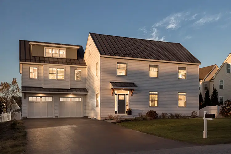 Street-side view of the expanded beach house – Driftwood Lane addition, Pine Point Beach, Maine
