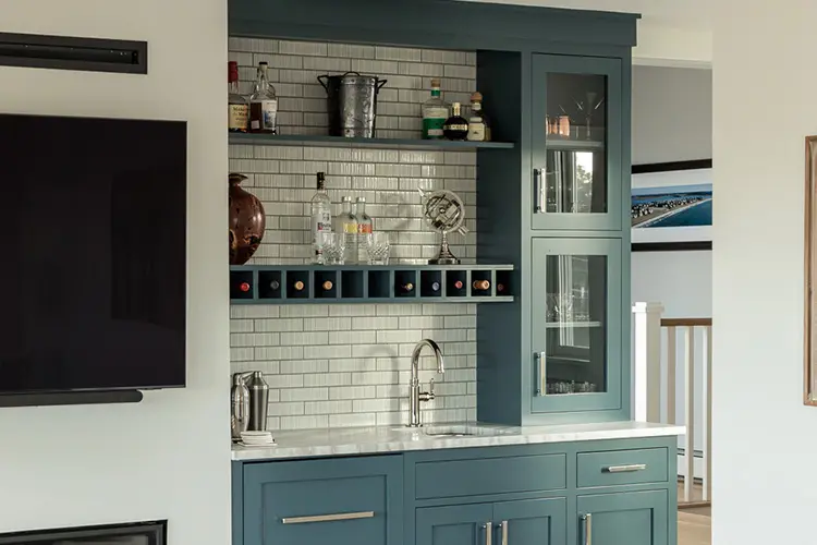 Laundry room with built-in cabinets – Driftwood Lane, Pine Point Beach, Maine
