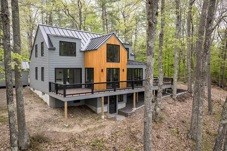 Side view with cedar gable – Lake House, Windham, Maine