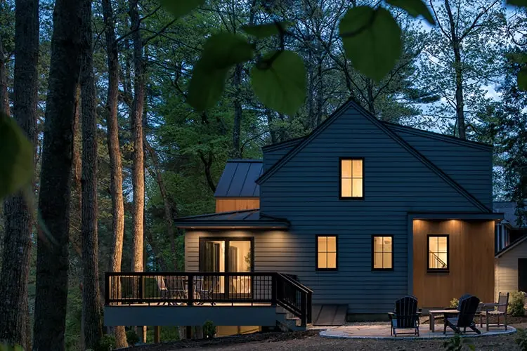 Rear elevation and deck – Lake House, Windham, Maine