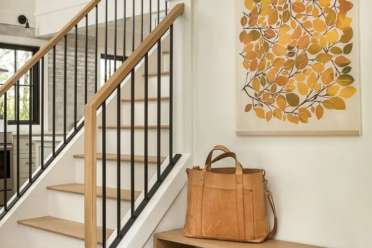 Stair with oak rail – Lake House, Windham, Maine